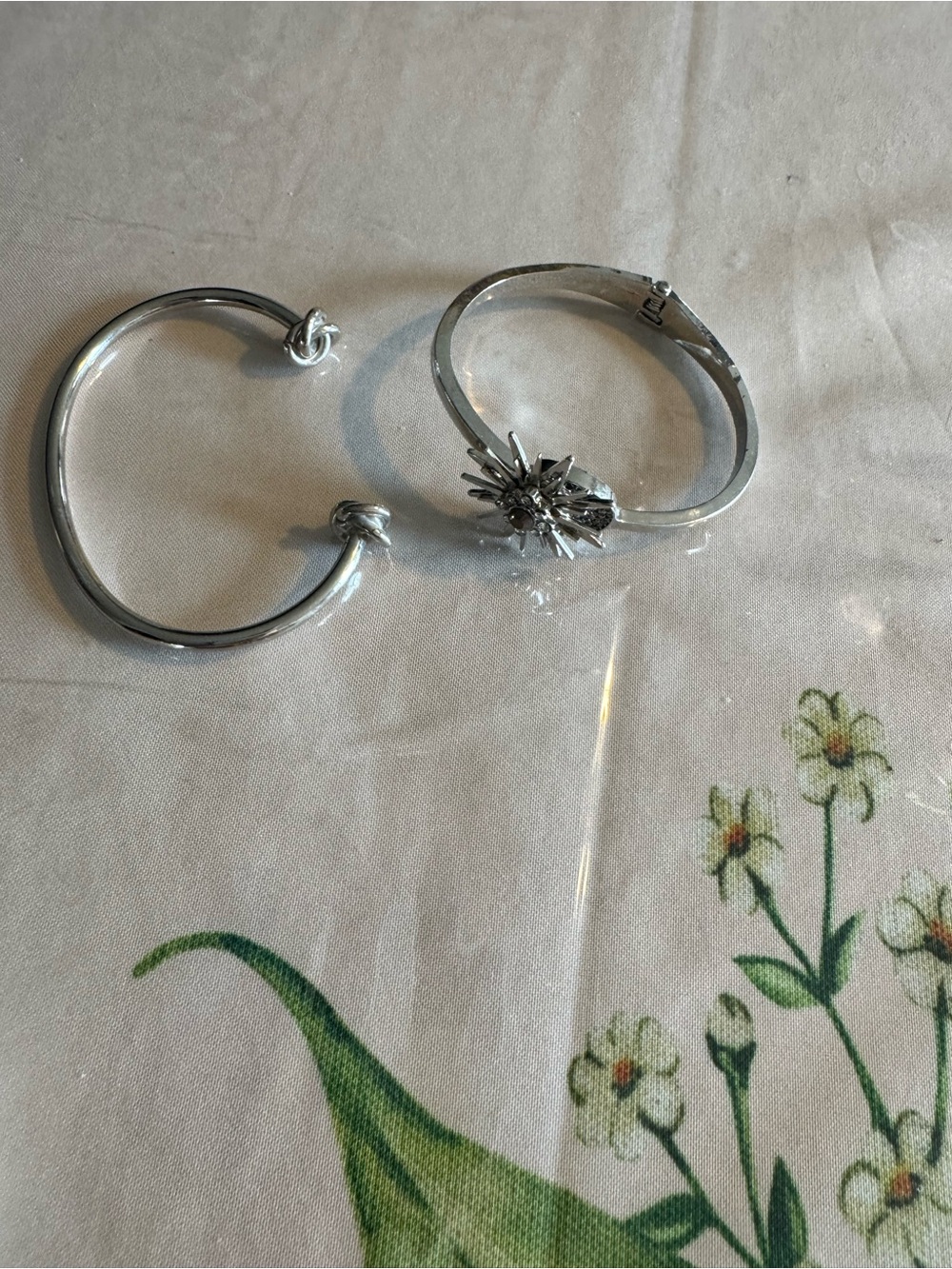 Silver Tone moon and star bangle bracelet and silver cuff